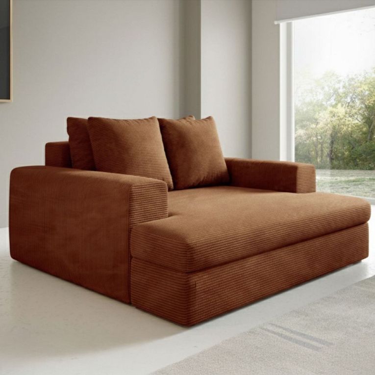 Divano Fisso 2 Posti Arancione Cuscini Sfoderabili Braccioli 162x167x86h cm, Posti a Sedere 2 - Comazzo
