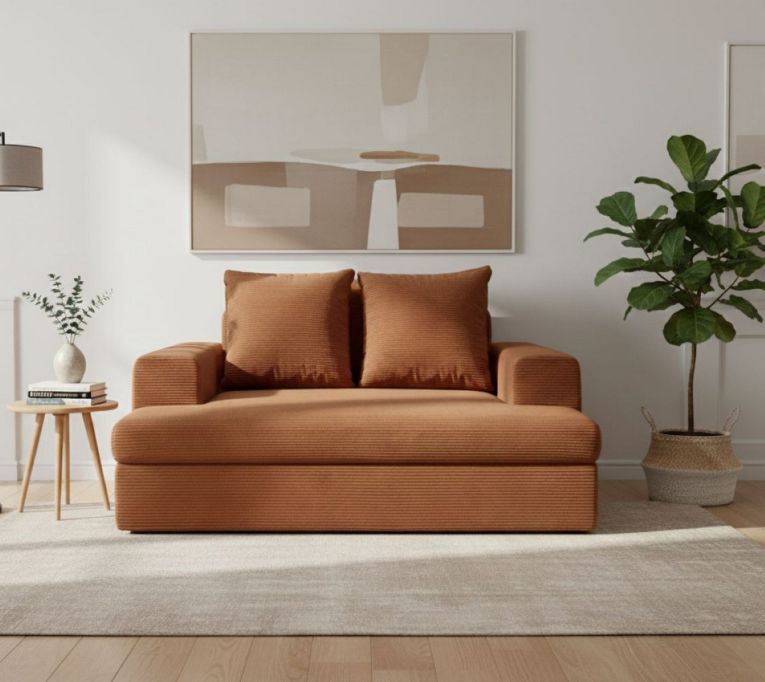 Divano Fisso 2 Posti Arancione Cuscini Sfoderabili Braccioli 162x167x86h cm, Posti a Sedere 2 - Comazzo