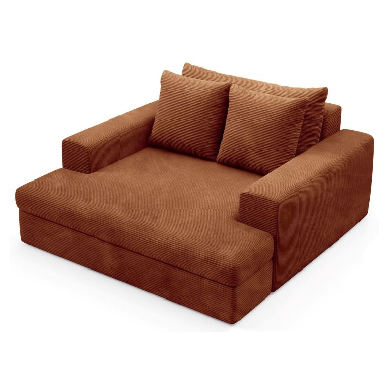 Divano Fisso 2 Posti Arancione Cuscini Sfoderabili Braccioli 162x167x86h cm, Posti a Sedere 2 - Comazzo
