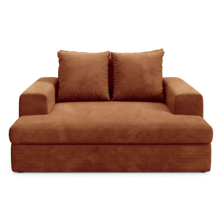 Divano Fisso 2 Posti Arancione Cuscini Sfoderabili Braccioli 162x167x86h cm, Posti a Sedere 2 - Comazzo