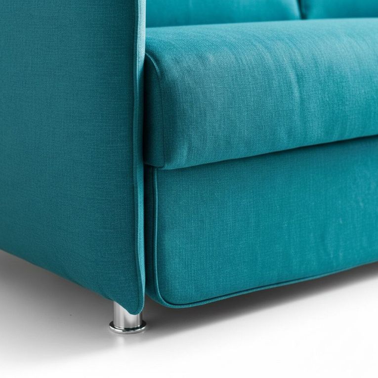 Divano Fisso 2 Posti Azzurro Sfoderabile Idrorepellente 160x95x90h cm, Lavabile Made in Italy - Monleale