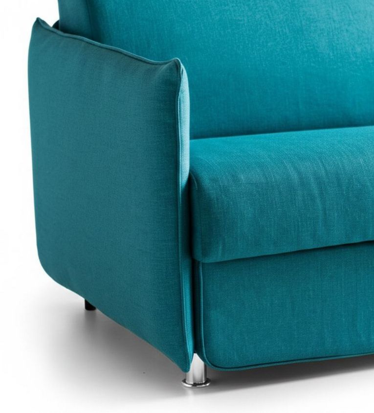 Divano Fisso 2 Posti Azzurro Sfoderabile Idrorepellente 180x95x90h cm, Lavabile Made in Italy - Varedo