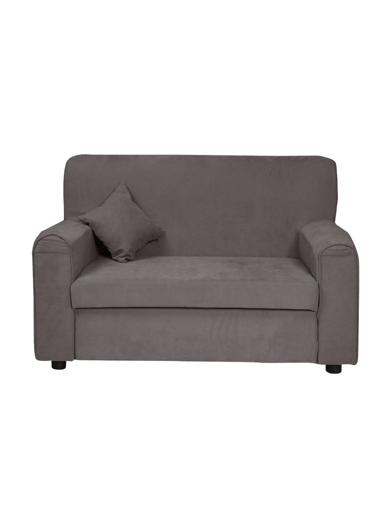 Divano fisso 2 posti Baeza, Divano in tessuto, Sofà lineare salvaspazio, Divano per piccoli appartamenti, 125x73h85 cm, Grigio