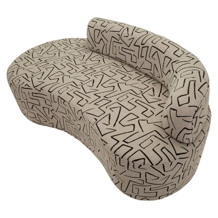 Divano Fisso 2 Posti Beige Nero Disegni Geometrici Posti a Sedere 2 93x45x178h cm, Colore Struttura Nero - Dadato