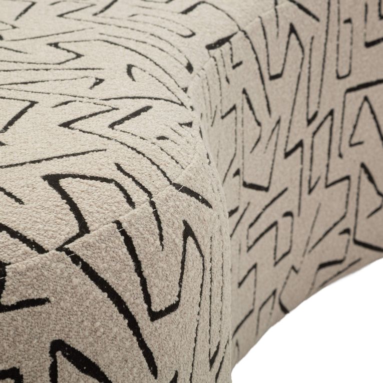 Divano Fisso 2 Posti Beige Nero Disegni Geometrici Posti a Sedere 2 93x45x178h cm, Colore Struttura Nero - Dadato