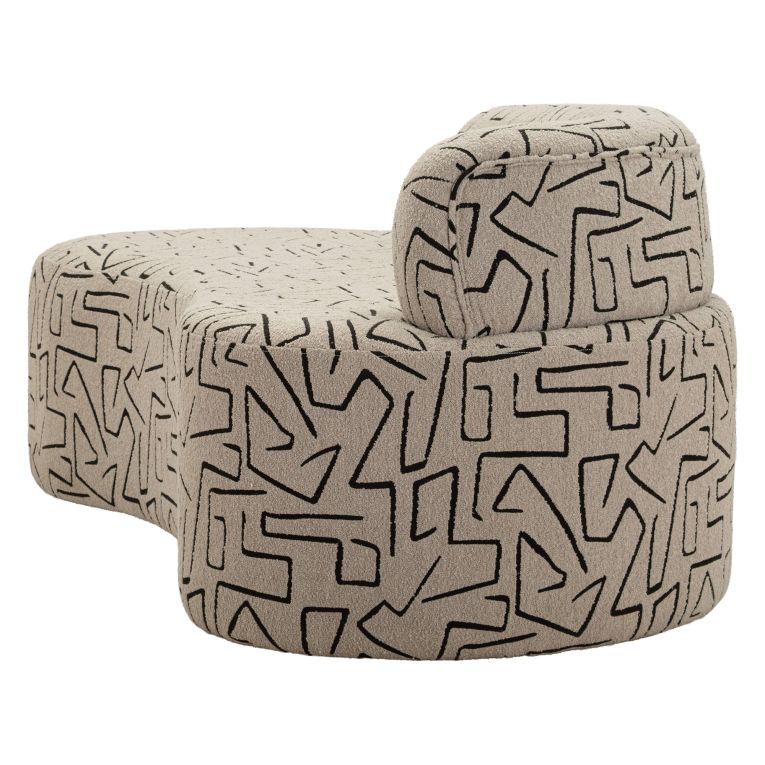 Divano Fisso 2 Posti Beige Nero Disegni Geometrici Posti a Sedere 2 93x45x178h cm, Colore Struttura Nero - Dadato