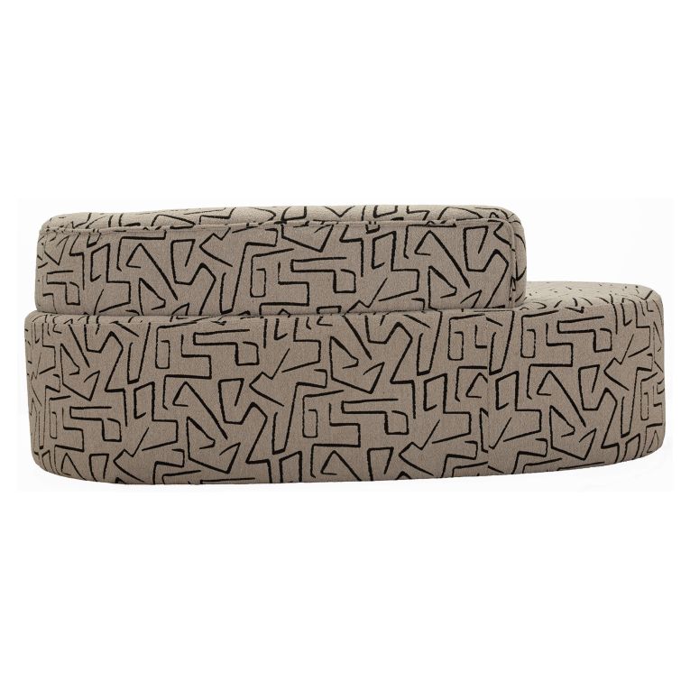 Divano Fisso 2 Posti Beige Nero Disegni Geometrici Posti a Sedere 2 93x45x178h cm, Colore Struttura Nero - Dadato