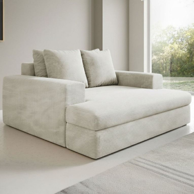 Divano Fisso 2 Posti Bianco Crema Cuscini Sfoderabili Braccioli 162x167x86h cm, Posti a Sedere 2 - Comazzo