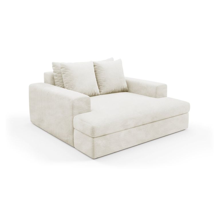 Divano Fisso 2 Posti Bianco Crema Cuscini Sfoderabili Braccioli 162x167x86h cm, Posti a Sedere 2 - Comazzo