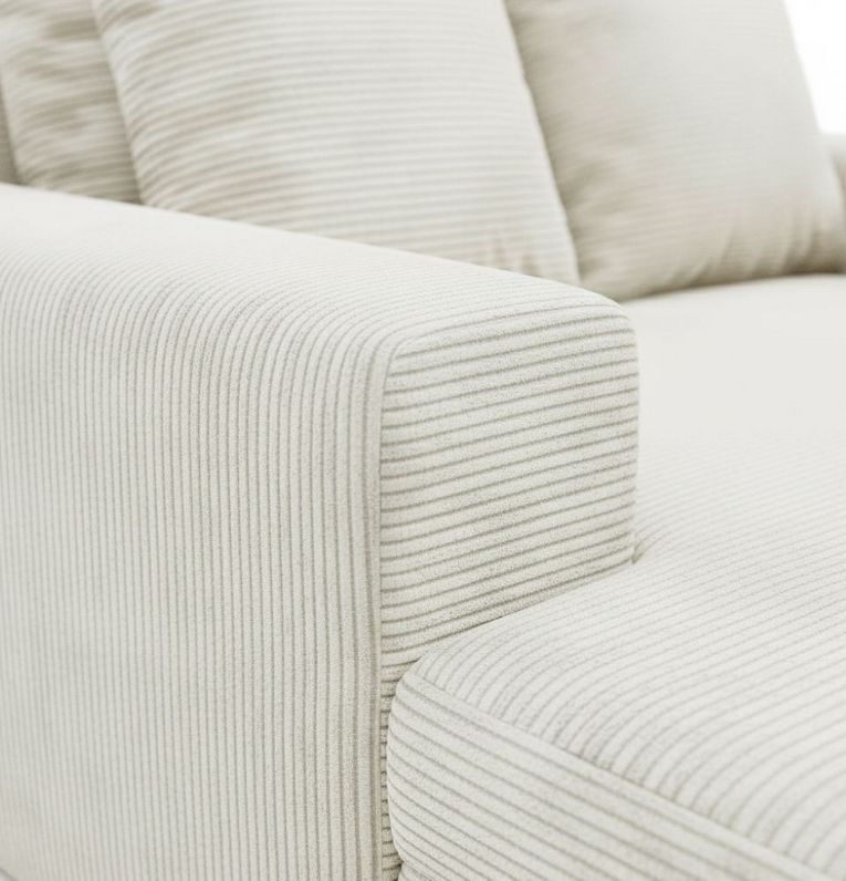 Divano Fisso 2 Posti Bianco Crema Cuscini Sfoderabili Braccioli 162x167x86h cm, Posti a Sedere 2 - Comazzo