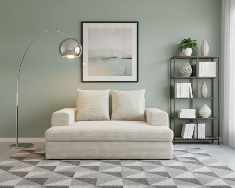 Divano Fisso 2 Posti Bianco Crema Cuscini Sfoderabili Braccioli 162x167x86h cm, Posti a Sedere 2 - Comazzo