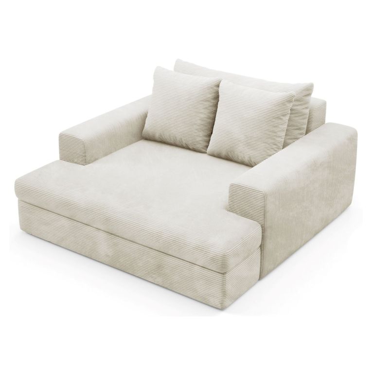 Divano Fisso 2 Posti Bianco Crema Cuscini Sfoderabili Braccioli 162x167x86h cm, Posti a Sedere 2 - Comazzo