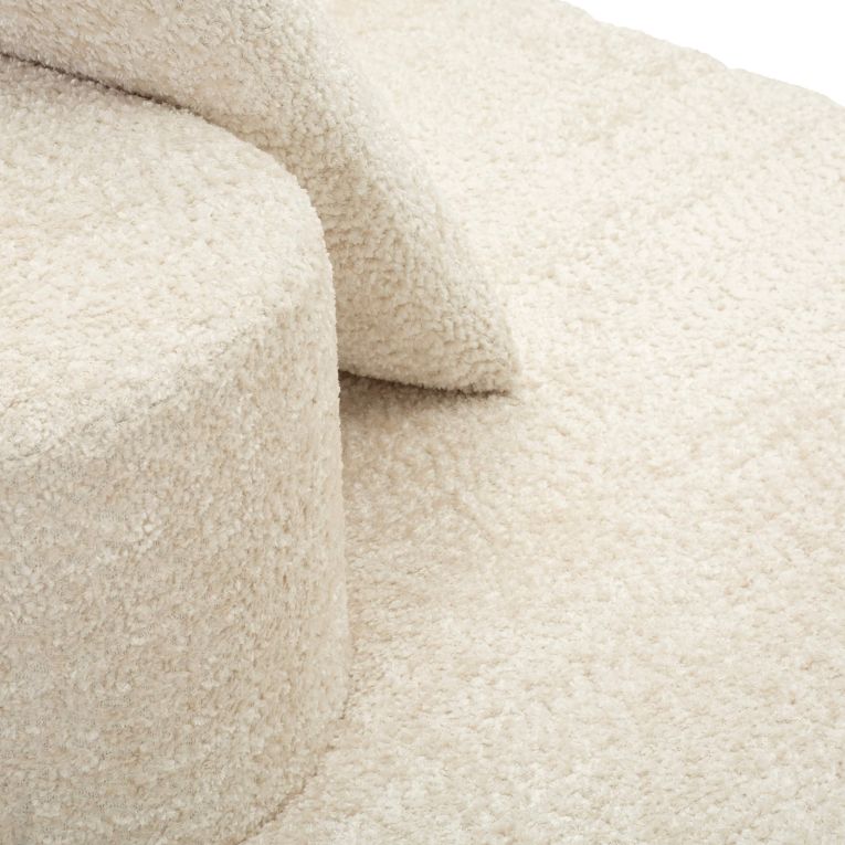 Divano Fisso 2 Posti Bianco Crema Rivestimento in Tessuto Bouclè Posti a Sedere 2 40x43x115h cm, Cuscini Inclusi - Masule