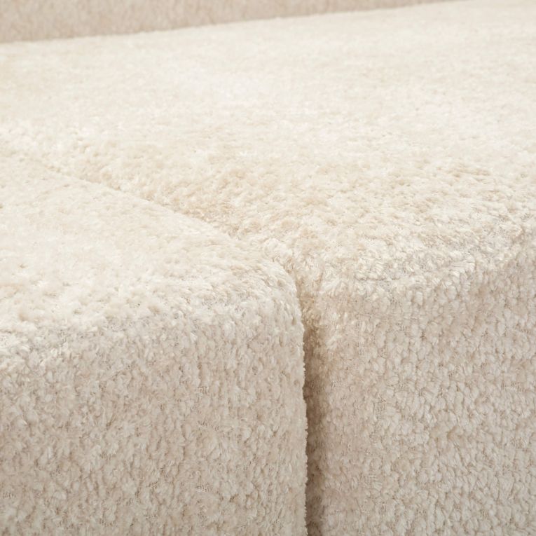 Divano Fisso 2 Posti Bianco Crema Rivestimento in Tessuto Bouclè Posti a Sedere 2 40x43x115h cm, Cuscini Inclusi - Masule