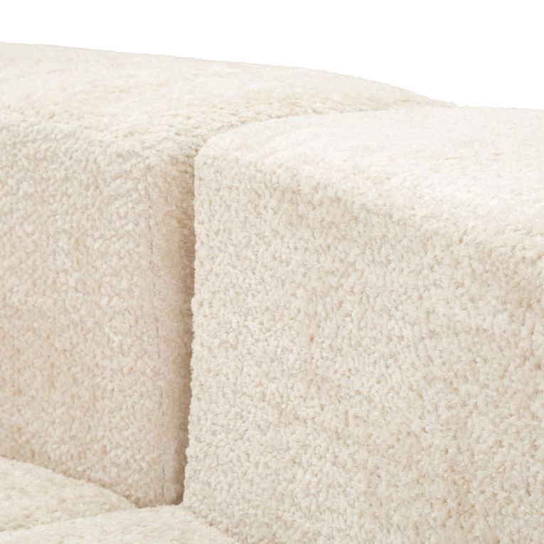 Divano Fisso 2 Posti Bianco Crema Rivestimento in Tessuto Bouclè Posti a Sedere 2 40x43x115h cm, Cuscini Inclusi - Masule