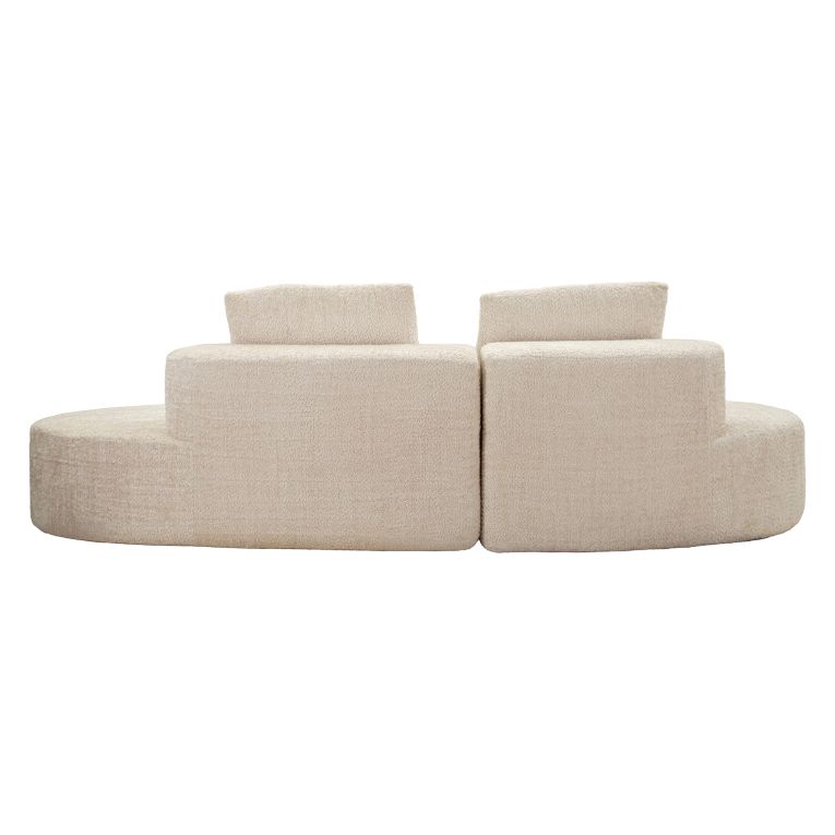 Divano Fisso 2 Posti Bianco Crema Rivestimento in Tessuto Bouclè Posti a Sedere 2 40x43x115h cm, Cuscini Inclusi - Masule
