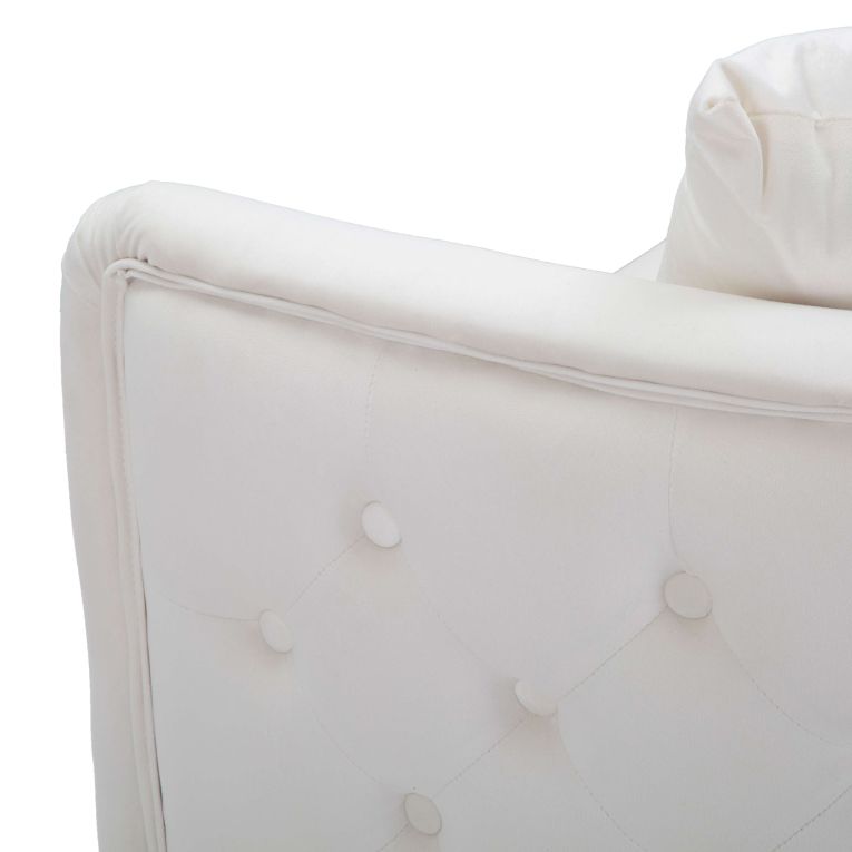Divano Fisso 2 Posti Bianco oro Effetto Velluto Cuscini Inclusi 127x74x71h cm, Braccioli - Dingle