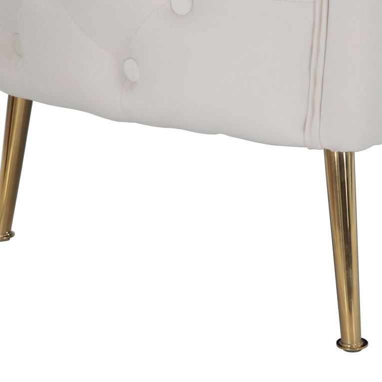 Divano Fisso 2 Posti Bianco oro Effetto Velluto Cuscini Inclusi 127x74x71h cm, Braccioli - Dingle