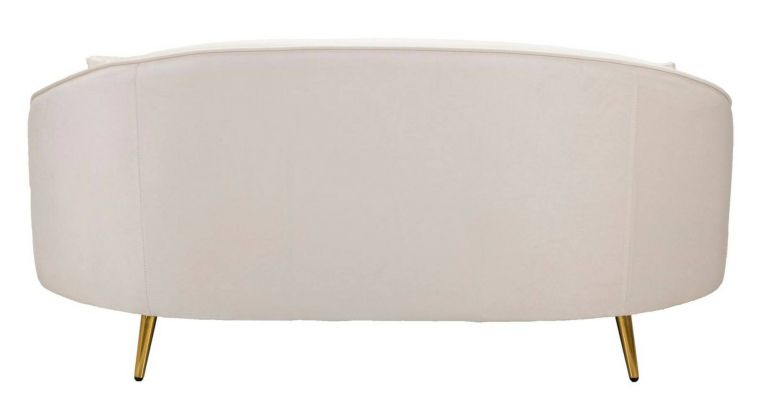 Divano fisso 2 posti Bientina, Sofà dritto, Divanetto per salotto, Poltrona matrimoniale con contenitore, 148x84 h68 cm, Crema e Oro
