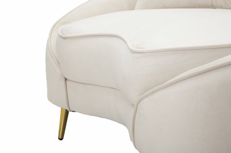Divano fisso 2 posti Bientina, Sofà dritto, Divanetto per salotto, Poltrona matrimoniale con contenitore, 148x84 h68 cm, Crema e Oro