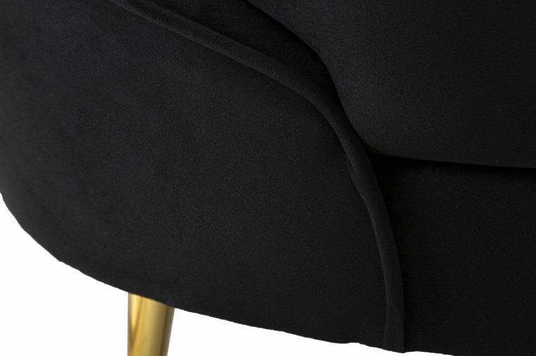 Divano fisso 2 posti Bientina, Sofà dritto, Divanetto per salotto, Poltrona matrimoniale con contenitore, 148x84 h68 cm, Nero e Oro