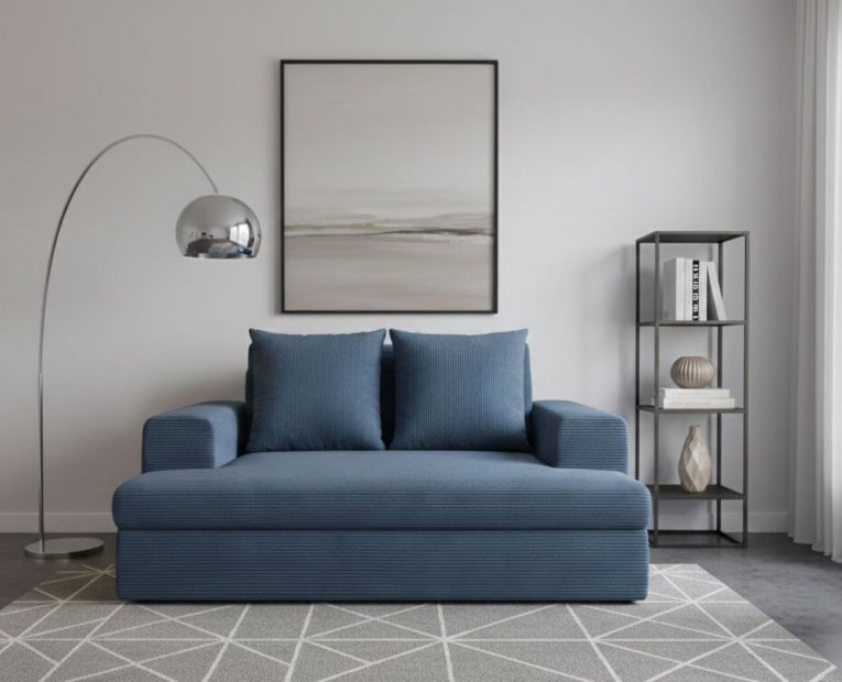 Divano Fisso 2 Posti blu Cuscini Sfoderabili Braccioli 162x167x86h cm, Posti a Sedere 2 - Comazzo