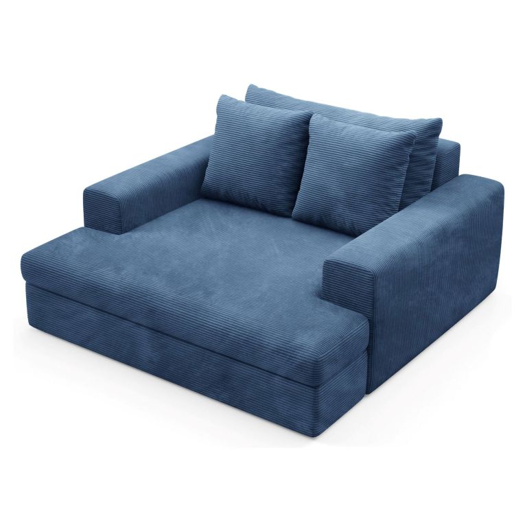 Divano Fisso 2 Posti blu Cuscini Sfoderabili Braccioli 162x167x86h cm, Posti a Sedere 2 - Comazzo