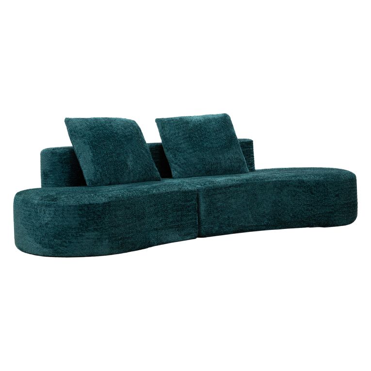 Divano Fisso 2 Posti blu Petrolio Rivestimento in Tessuto Bouclè Posti a Sedere 2 40x43x115h cm, Braccioli - Masule