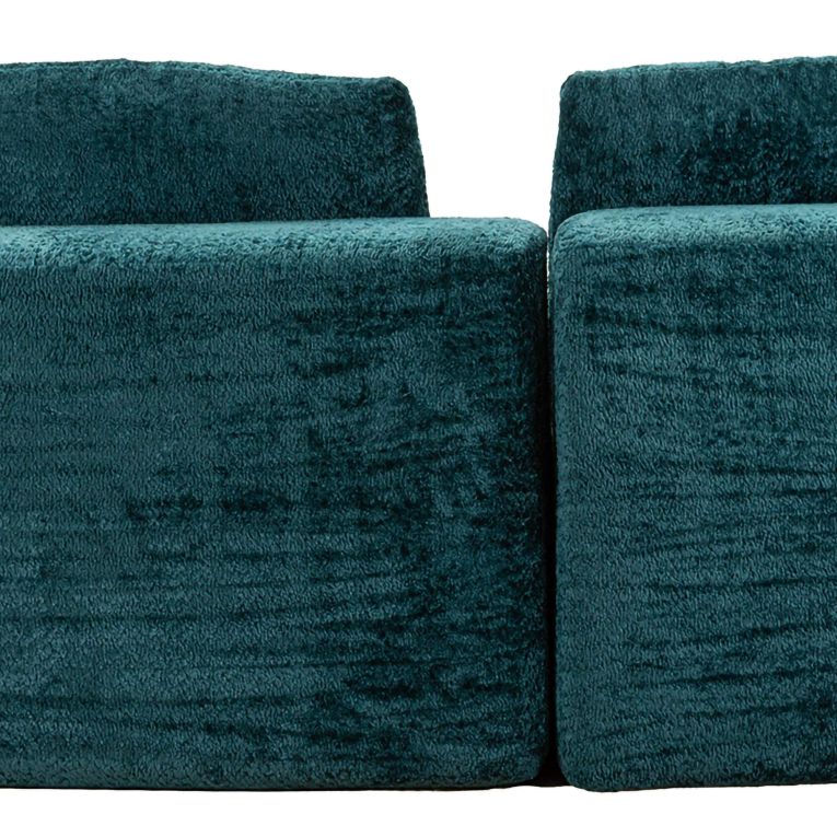 Divano Fisso 2 Posti blu Petrolio Rivestimento in Tessuto Bouclè Posti a Sedere 2 40x43x115h cm, Braccioli - Masule