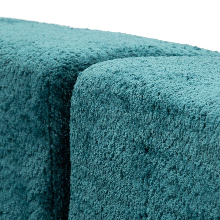 Divano Fisso 2 Posti blu Petrolio Rivestimento in Tessuto Bouclè Posti a Sedere 2 40x43x115h cm, Braccioli - Masule