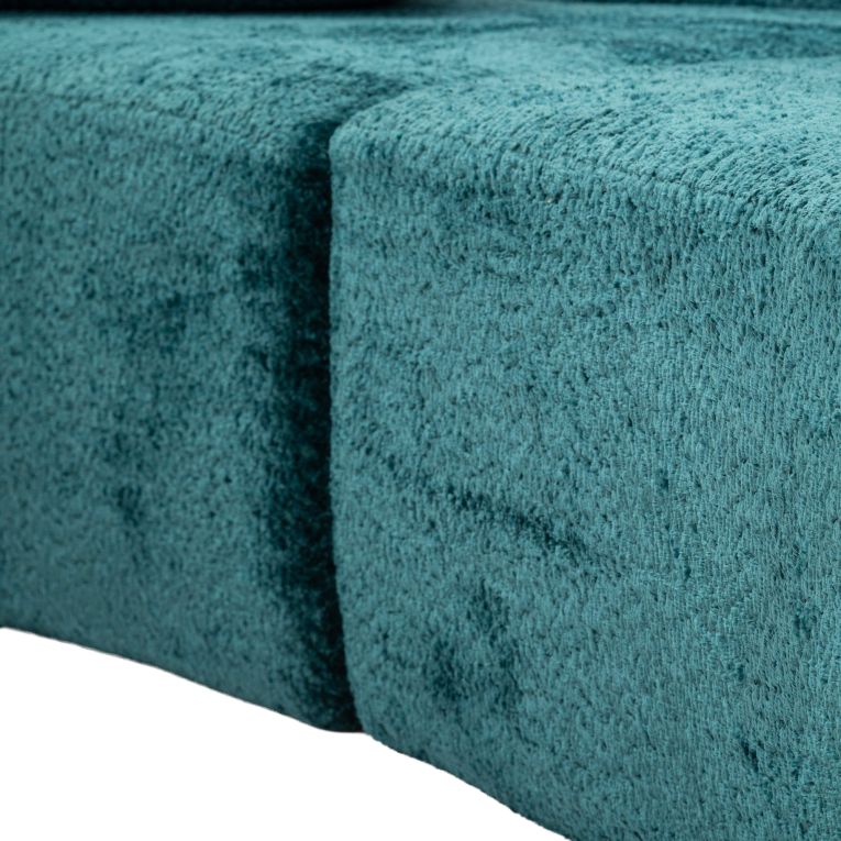 Divano Fisso 2 Posti blu Petrolio Rivestimento in Tessuto Bouclè Posti a Sedere 2 40x43x115h cm, Braccioli - Masule