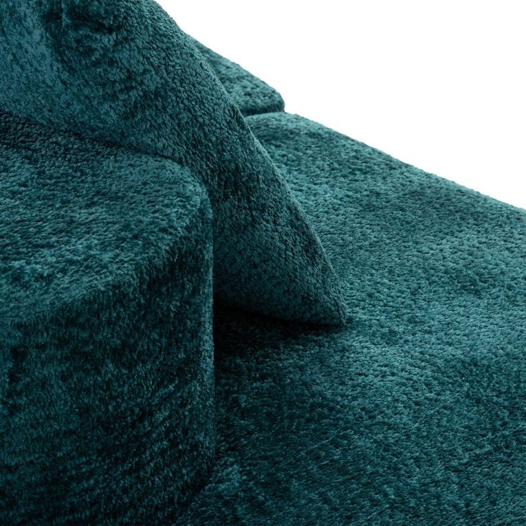 Divano Fisso 2 Posti blu Petrolio Rivestimento in Tessuto Bouclè Posti a Sedere 2 40x43x115h cm, Braccioli - Masule