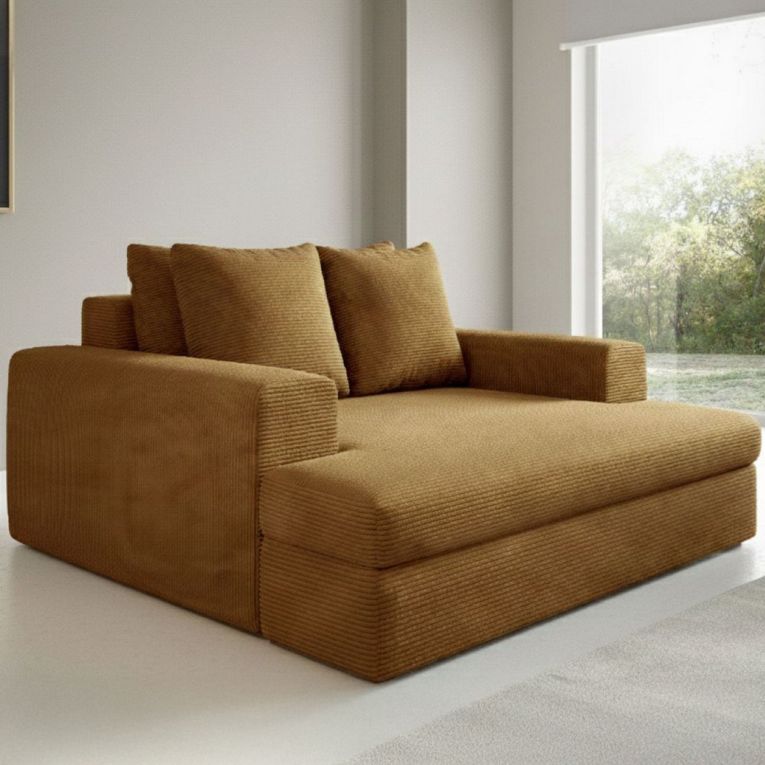 Divano Fisso 2 Posti Giallo Ocra Cuscini Sfoderabili Braccioli 162x167x86h cm, Posti a Sedere 2 - Comazzo