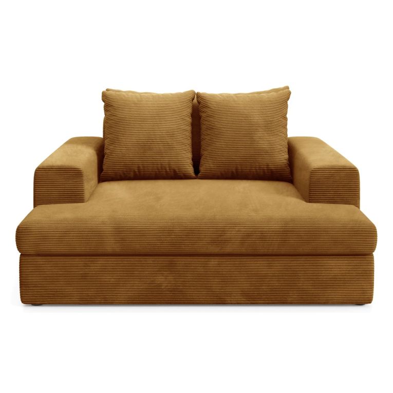 Divano Fisso 2 Posti Giallo Ocra Cuscini Sfoderabili Braccioli 162x167x86h cm, Posti a Sedere 2 - Comazzo