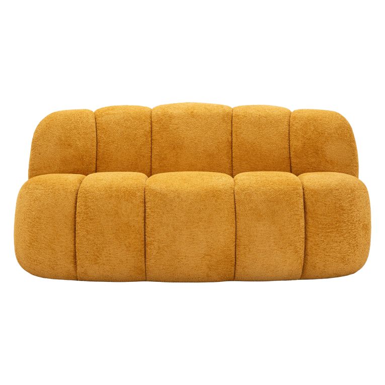Divano Fisso 2 Posti Giallo Senape Posti a Sedere 2 Materiale Struttura in Legno Nobilitato 82x58x147h cm, Altezza Seduta 40 cm - Alchi