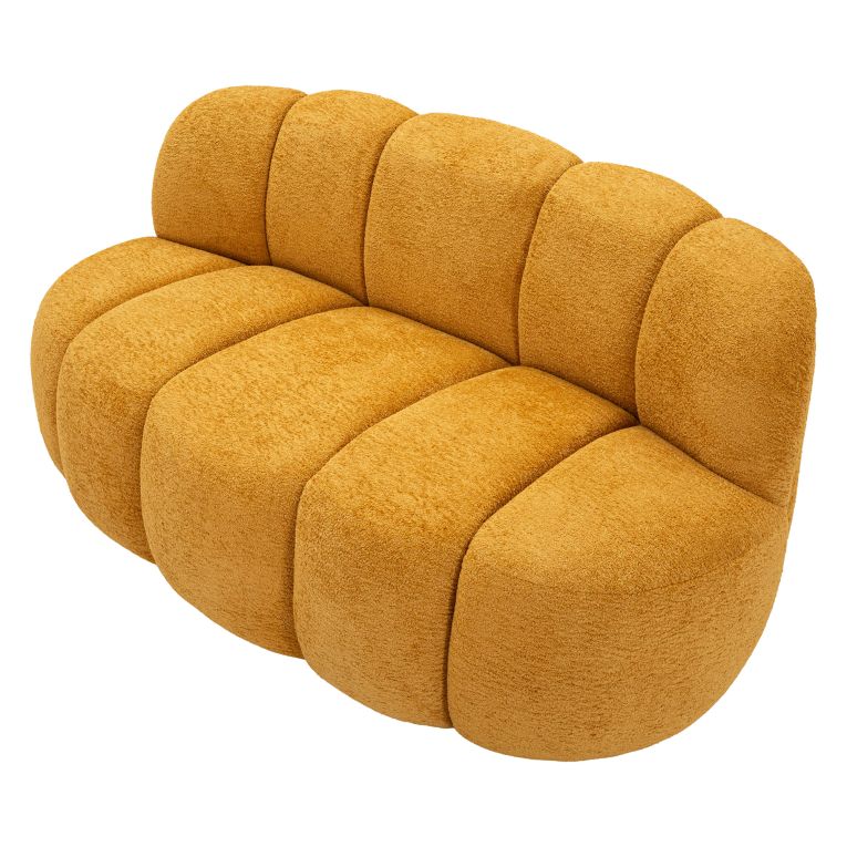 Divano Fisso 2 Posti Giallo Senape Posti a Sedere 2 Materiale Struttura in Legno Nobilitato 82x58x147h cm, Altezza Seduta 40 cm - Alchi