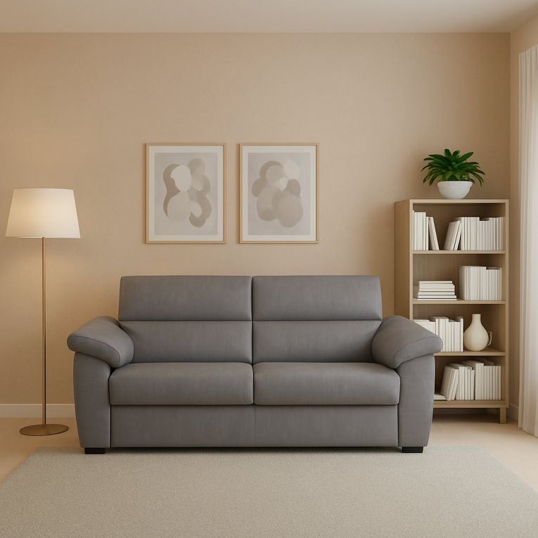 Divano fisso 2 posti Gorreto, 205x95 h100 cm, Grigio