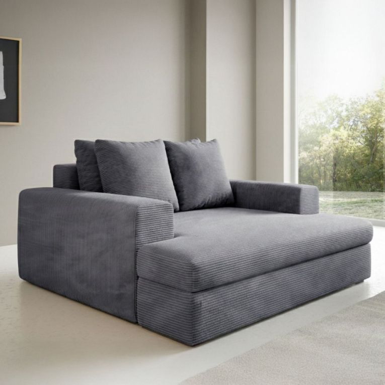 Divano Fisso 2 Posti Grigio Chiaro Cuscini Sfoderabili Braccioli 162x167x86h cm, Posti a Sedere 2 - Comazzo