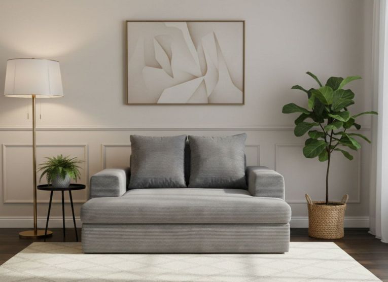 Divano Fisso 2 Posti Grigio Chiaro Cuscini Sfoderabili Braccioli 162x167x86h cm, Posti a Sedere 2 - Comazzo