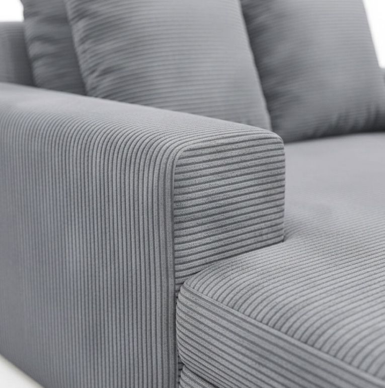 Divano Fisso 2 Posti Grigio Chiaro Cuscini Sfoderabili Braccioli 162x167x86h cm, Posti a Sedere 2 - Comazzo