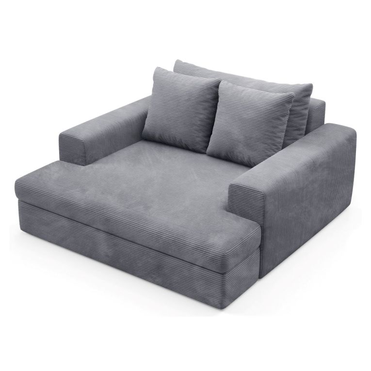 Divano Fisso 2 Posti Grigio Chiaro Cuscini Sfoderabili Braccioli 162x167x86h cm, Posti a Sedere 2 - Comazzo
