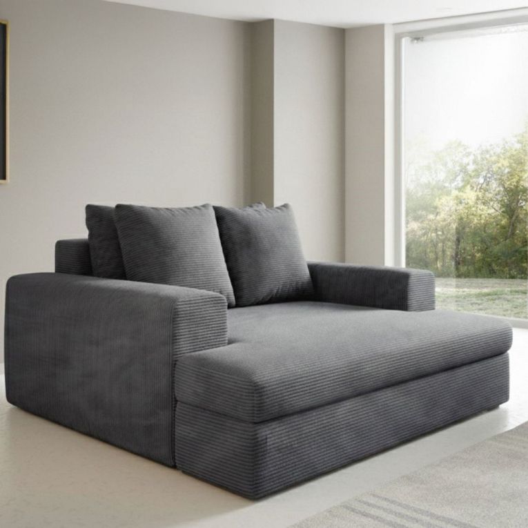 Divano Fisso 2 Posti Grigio Scuro Cuscini Sfoderabili Braccioli 162x167x86h cm, Posti a Sedere 2 - Comazzo