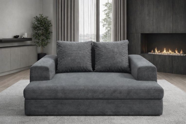 Divano Fisso 2 Posti Grigio Scuro Cuscini Sfoderabili Braccioli 162x167x86h cm, Posti a Sedere 2 - Comazzo