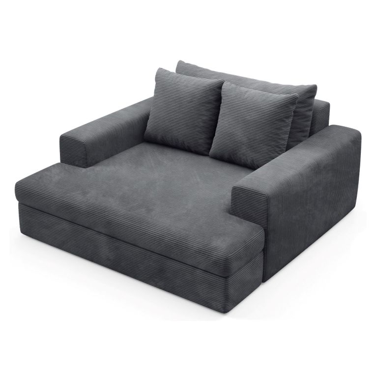 Divano Fisso 2 Posti Grigio Scuro Cuscini Sfoderabili Braccioli 162x167x86h cm, Posti a Sedere 2 - Comazzo