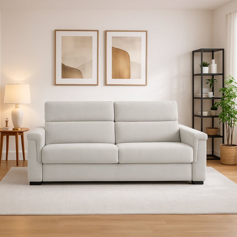 Divano fisso 2 posti Lapio, 185x95 h100 cm, Grigio chiaro