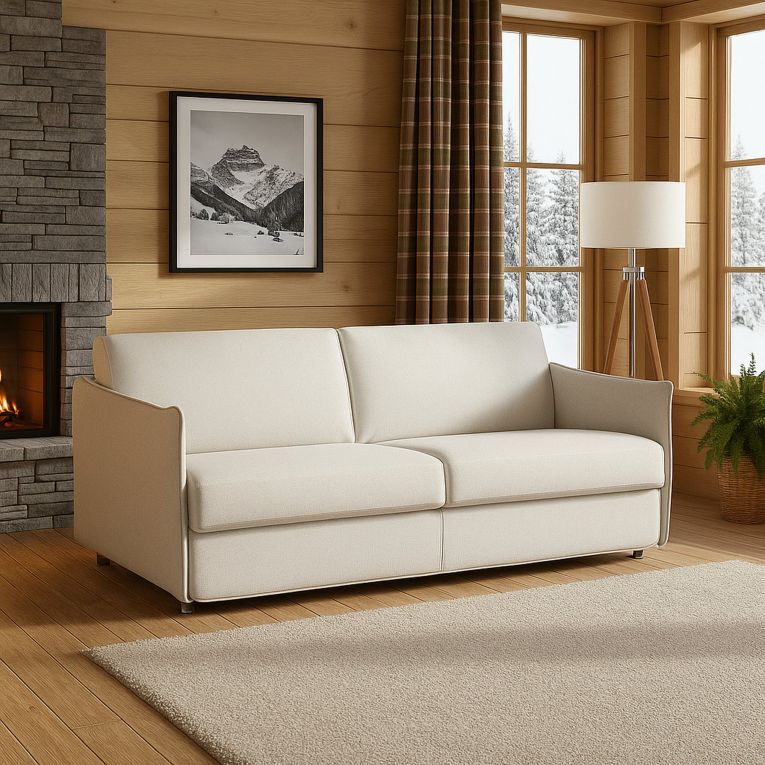 Divano fisso 2 posti Monleale, 160x95 h90 cm, Beige