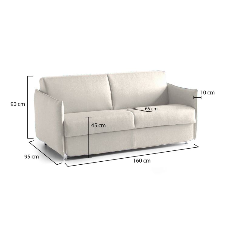 Divano fisso 2 posti Monleale, 160x95 h90 cm, Beige