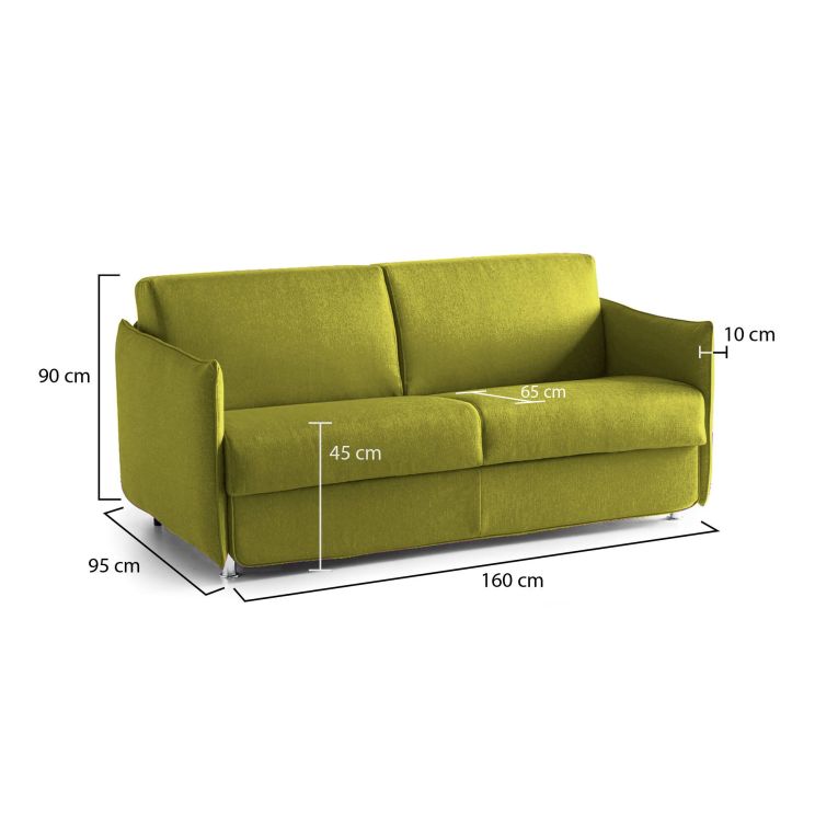 Divano fisso 2 posti Monleale, 160x95 h90 cm, Verde