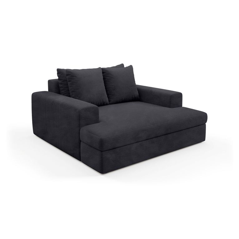 Divano Fisso 2 Posti Nero Cuscini Sfoderabili Braccioli 162x167x86h cm, Posti a Sedere 2 - Comazzo