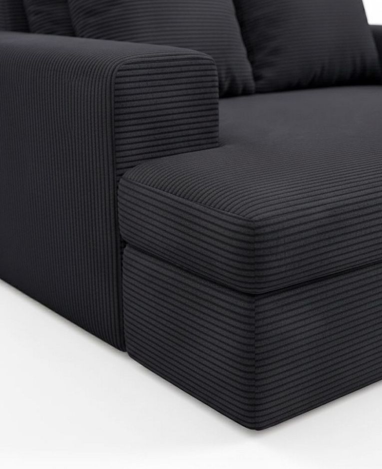 Divano Fisso 2 Posti Nero Cuscini Sfoderabili Braccioli 162x167x86h cm, Posti a Sedere 2 - Comazzo